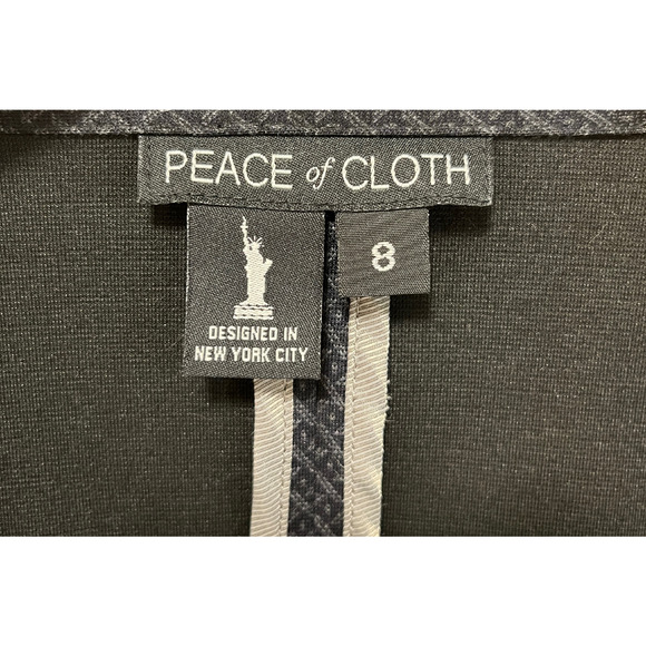 Peace of Cloth Gray Blue Patterned Single Button Stretch Casual Blazer Size 8 - Picture 7 of 9